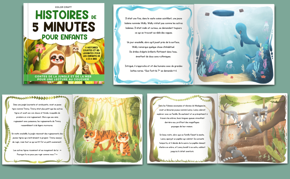 Histoires de 5 Minutes pour Enfants : Contes de la Jungle et de la Mer pour une Lecture au Coucher