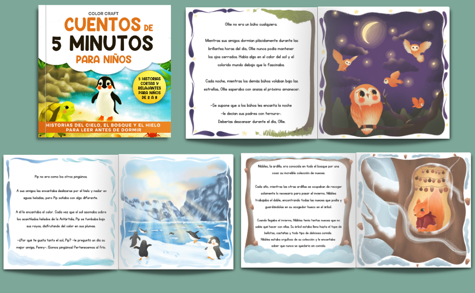 Cuentos de 5 minutos para niños: Historias del cielo, el bosque y el hielo para leer antes de dormir
