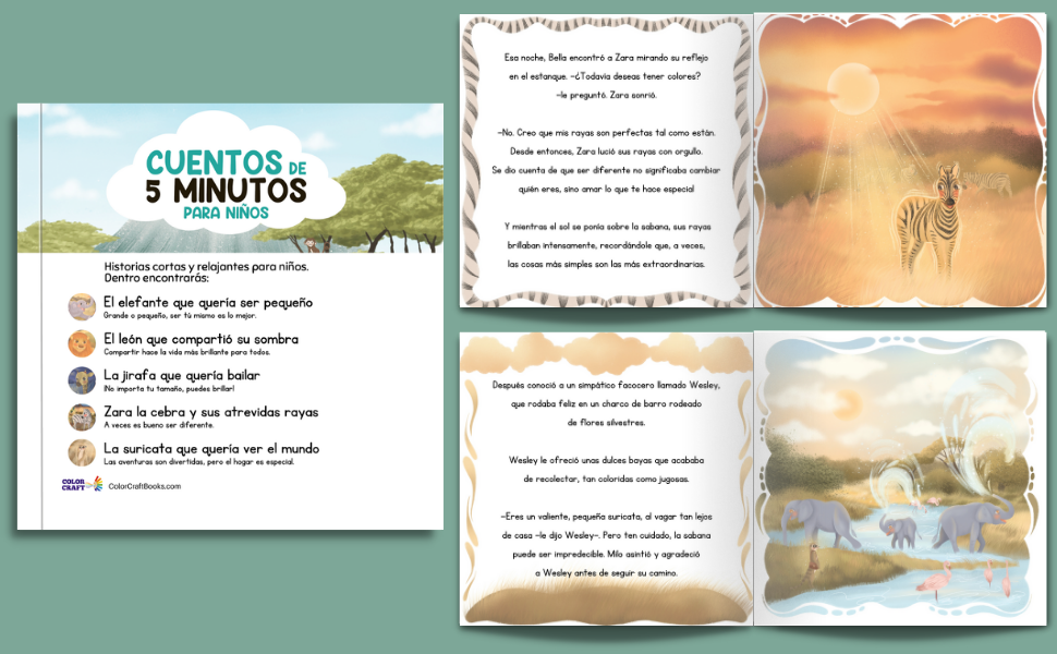 Cuentos de 5 minutos para niños: Historias de la Sabana Africana para leer antes de dormir