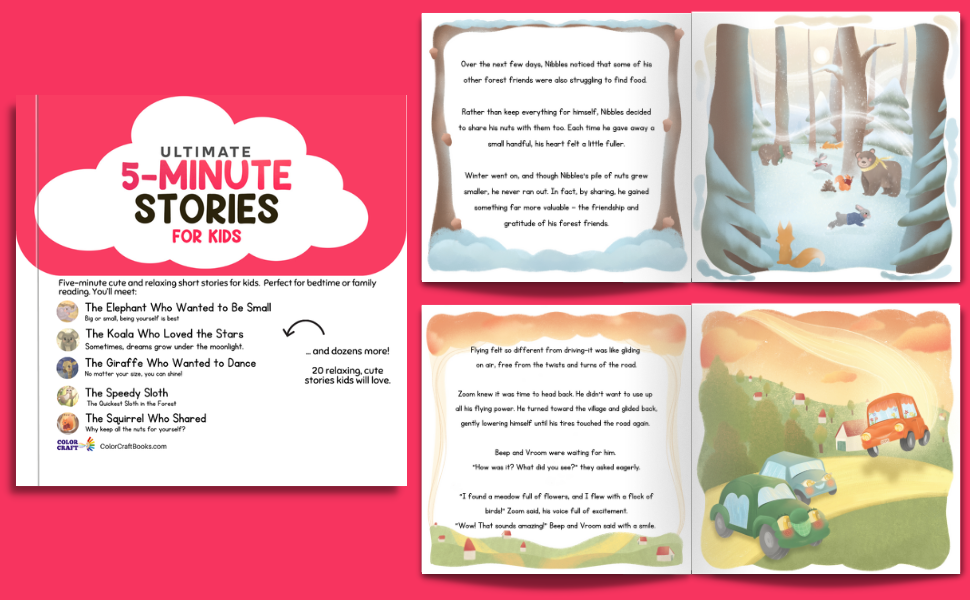 Ultimate 5-Minute Story Book For Kids: 4 Books in 1 - Short Bedtime Stories for Children Aged 2-8 ( English )