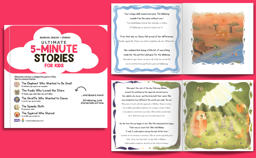 Bilingual Ultimate Stories For Kids: 4 books in 1 - Adventures for bedtime reading in English + Spanish | Cuentos en ingles y español: Relaxing Tales From The Sky, and more! | Historias de 5 minutos