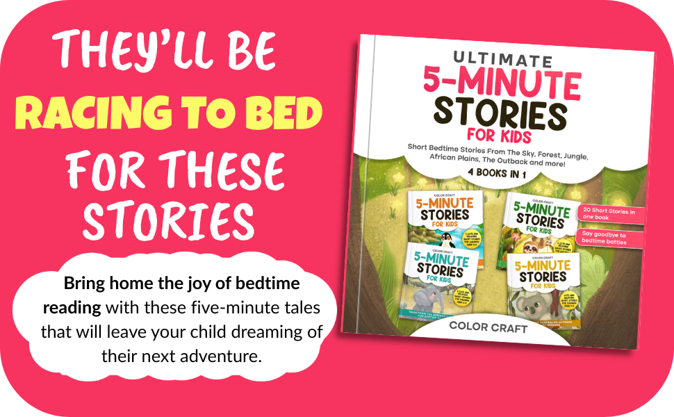 Ultimate 5-Minute Story Book For Kids: 4 Books in 1 - Short Bedtime Stories for Children Aged 2-8 ( English )